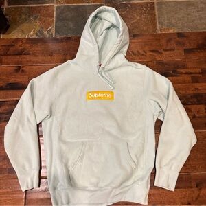 Supreme Light Green Hoodie with Yellow Accent